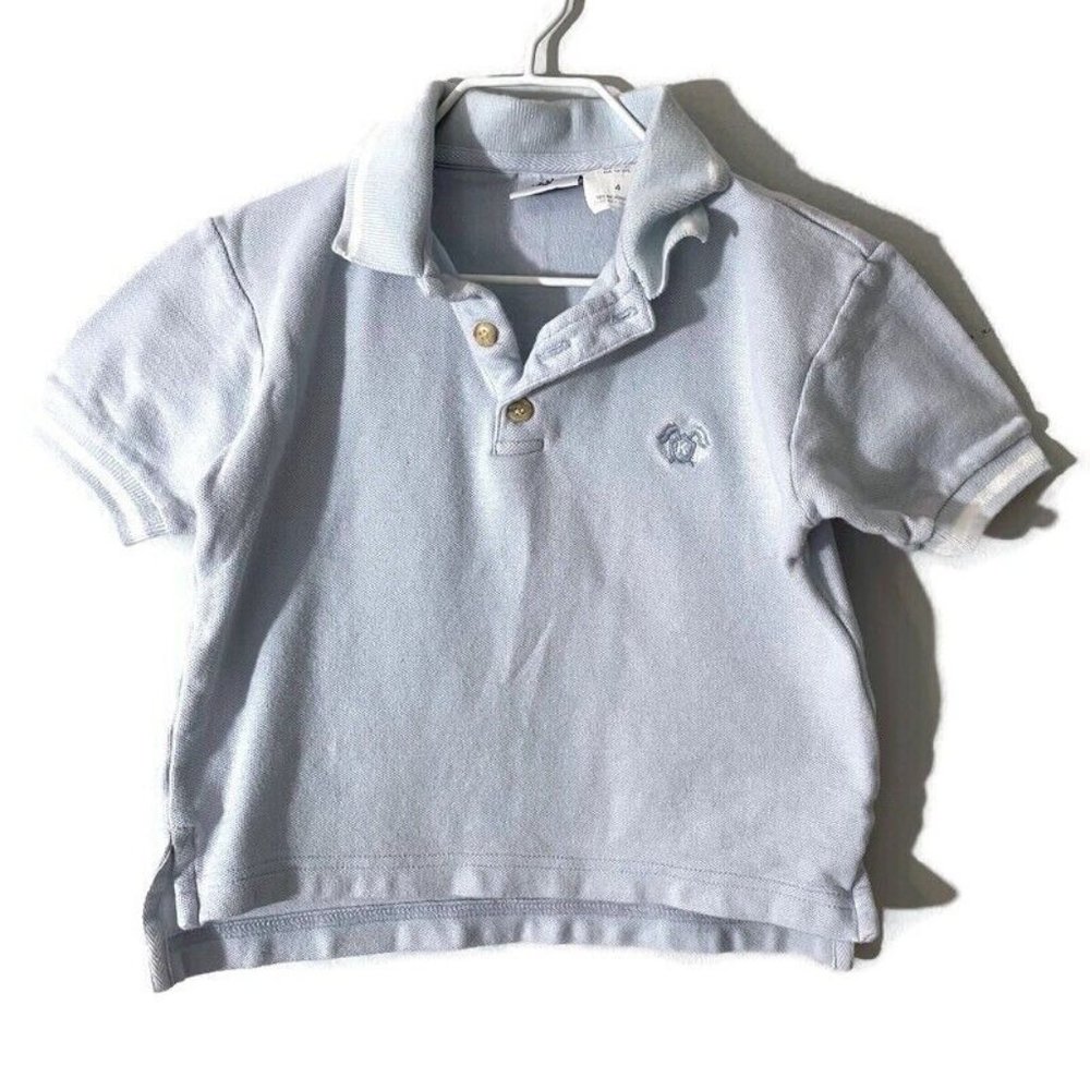 Vtg Kitestrings Boys Light Blue Short Sleeve Polo Shirt Size 4